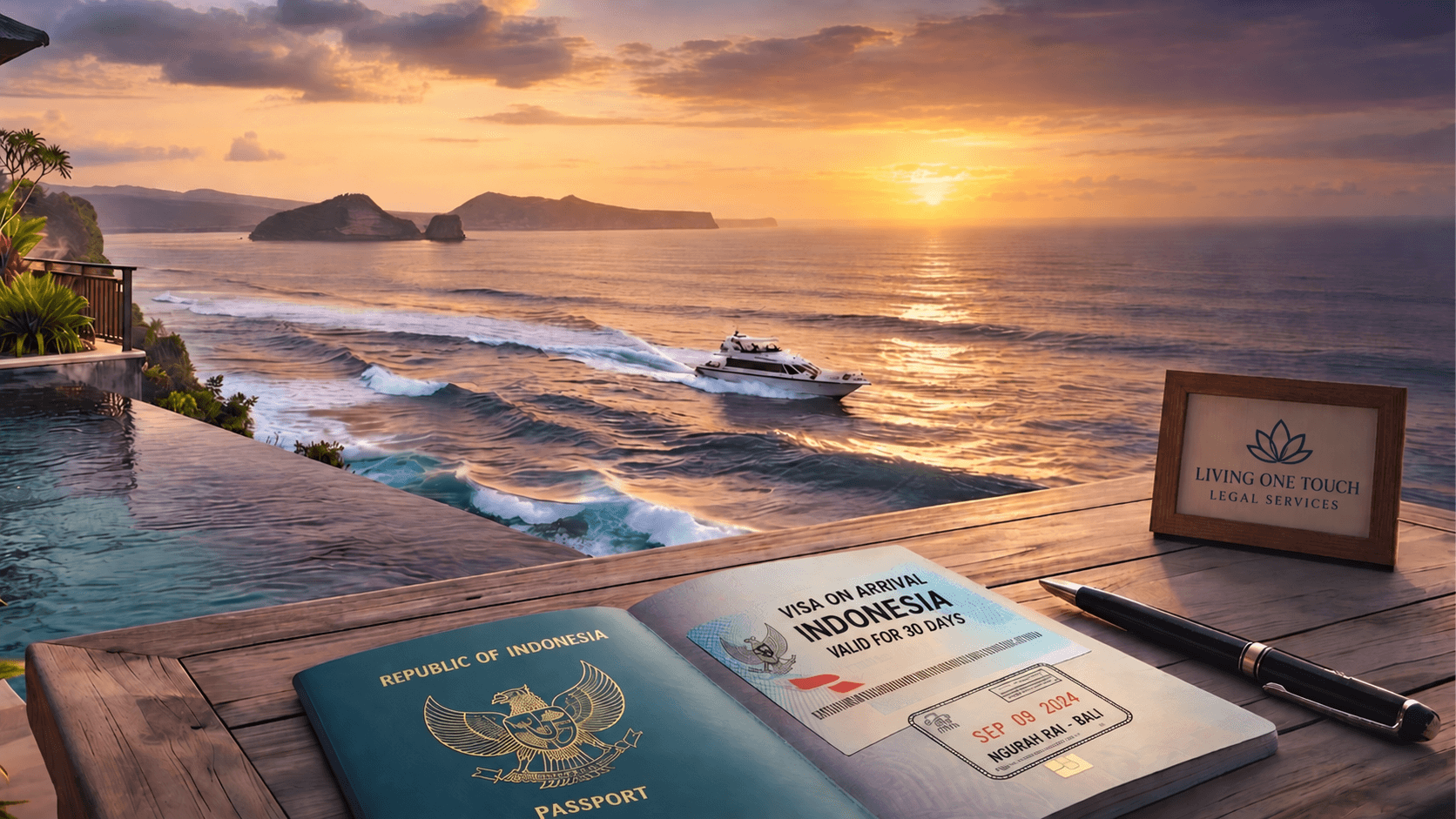 Visa on Arrival with background fast boat